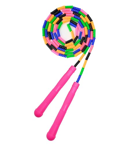 Beaded Jump Rope 1 Pack/2 Pack, ACEONE Segmented Skipping Rope for Kids Adults, Adjustable Tangle-Free Toddler Jumping Rope for Fitness Exercise Training - color: Rainbow Pink
