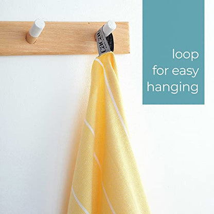 Cacala 100% Turkish Cotton Kitchen Tea Towels, Highly Absorbent Luxury Soft Quick Drying Dish Towel with Hanging Loop for Gym, Yoga, Bath, Sports, Cleaning and Kitchen (23 x 36), Apricot - color: Apricot