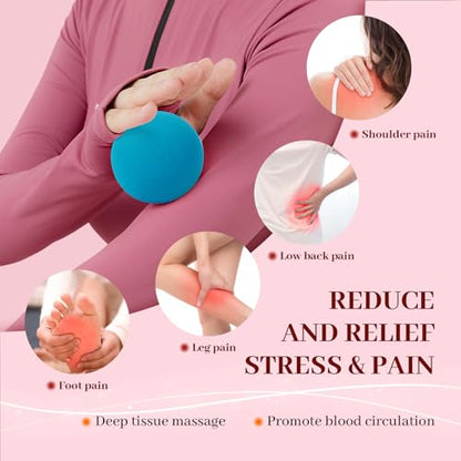 Physical Yoga Balls Massage Lacrosse Balls for Myofascial Release, Trigger Point Therapy, Muscle Soreness Deep Tissue Massage Balls Physical Therapy Equipment(2 Pack,Blue and Orange)