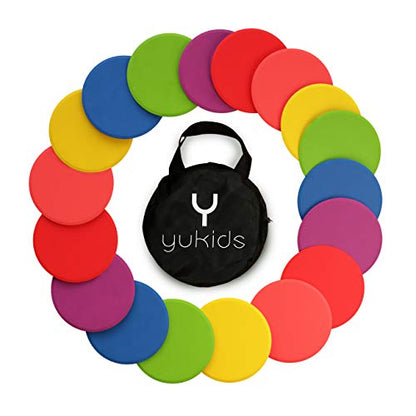 Poly Spot Markers - Non-Slip Rubber Agility Dots - Perfect for Sports (e.g. Soccer, Basketball) and Gym Training, Dance Class, PHYS Ed (PE) Equipment and Classroom Org (Set of 18)