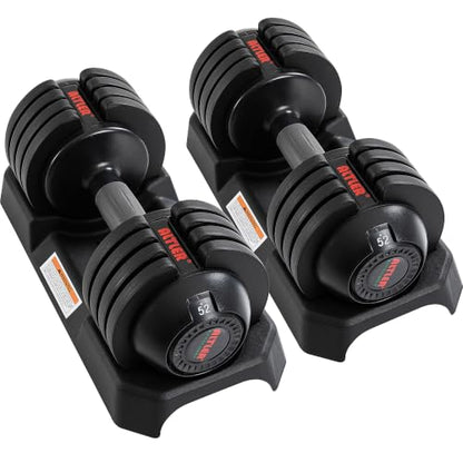 ALTLER Adjustable Dumbbell Set, 25/52LB Pair with Tray for Workout Strength Training Fitness, Adjustable Weight Dial Dumbbell with Anti-Slip Handle and Weight Plate for Home Exercise - size: 52LBS PAIR