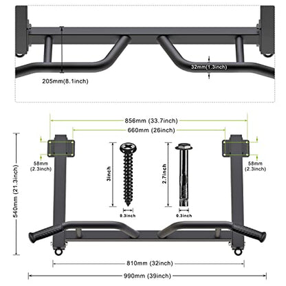 Kipika 32" Ceiling Mounted Pull Up Bar - Heavy Duty, Highly Adjustable, Multifunctional Chin Up Bar - Home Gym System with Punching Bag Hanger and Resistance Bands Training - color: Joist Pull Up Bar