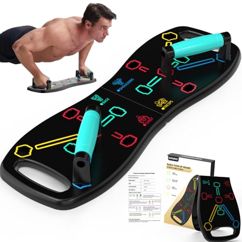 Push Up Board, Portable Pushup Board for Men, Foldable Push Up Bar 20 in 1 for Chest Muscle Exercise Strength Training Equipment, Multifunctional Pushup Handles at Home Gym