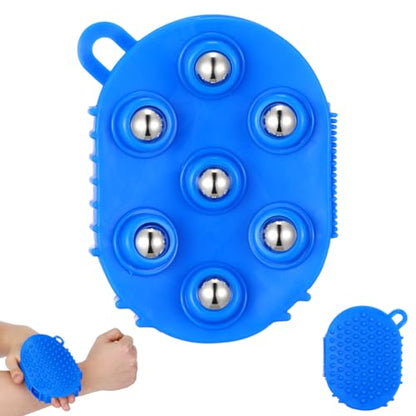 Gadpiparty Palm Shaped Massage Glove 7 Roller Ball Body Brush Handheld Body Massager for Muscle Soreness Relief Cellulite Massage Bath and Full Use