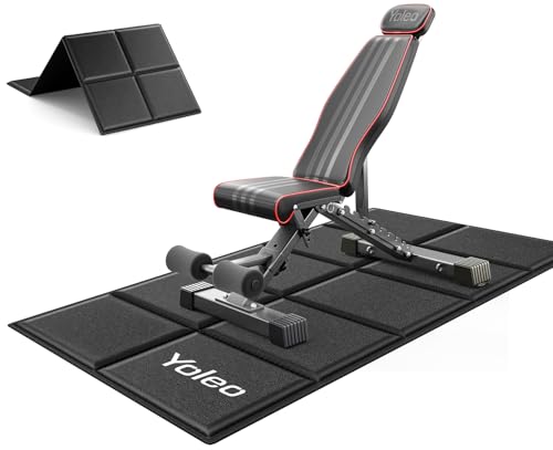 YOLEO Adjustable 660LBS Weight Bench, Foldable Workout Bench with Extended Head/Neck Protection/Spine Support for Bench Press, Fast Folding Design(Gym Mat+660LBS Weight Bench）