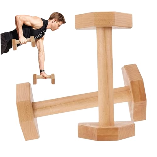 Push Up Handles for Floor 1 Pair 10 Inch Wooden Push Up Bar Heavy Duty Pushup Handles Non-slip Pushup Bar for Home Gym