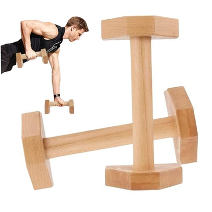 Push Up Handles for Floor 1 Pair 10 Inch Wooden Push Up Bar Heavy Duty Pushup Handles Non-slip Pushup Bar for Home Gym