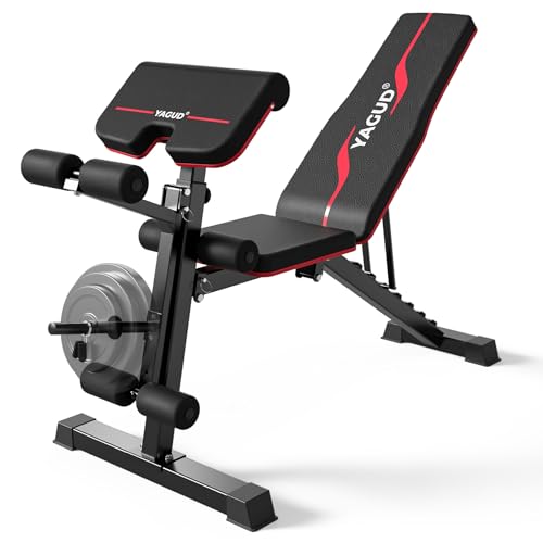 Yagud Weight Bench Press, Adjustable Workout Bench, Foldable Strength Bench - color: Upgrade Red