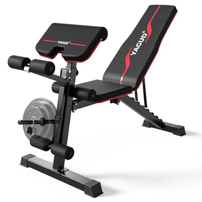Yagud Weight Bench Press, Adjustable Workout Bench, Foldable Strength Bench - color: Upgrade Red