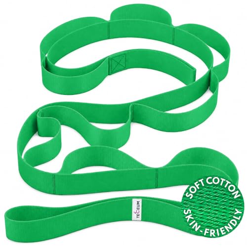 Stretching Strap with 10 Loops – Non-Elastic Yoga Strap for Physical Therapy – Stretch Band for Hamstring, Leg, Hip & Knee Rehab – Pilates, Flexibility & Mobility Exercise for Men & Women