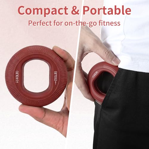 Hand Grip Strengthener, Fingers Exerciser - Silicone Rings for Muscle Training Sports Rock Climbing Finger Rehabilitation,6 Resistance Levels - color: Red(40/50LB)