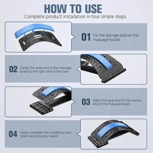 Back Stretcher for Lower Back Pain Relief – Lumbar Support Spine Stretcher with Adjustable Arch & Acupressure Points – Back Pain Relief Device for Posture Correction, Sciatica & Back Massager