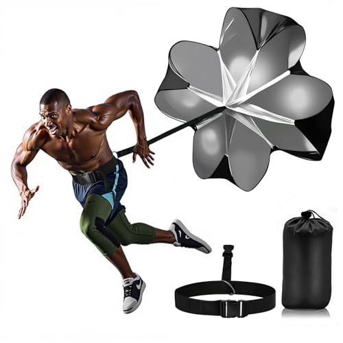 Running Parachute for Speed Training, 56 inch Resistance Parachute for Athletes, Sprinting & Football Training Equipment with Adjustable Waist Belt, Drag Chute to Improve Velocity & Explosive Power