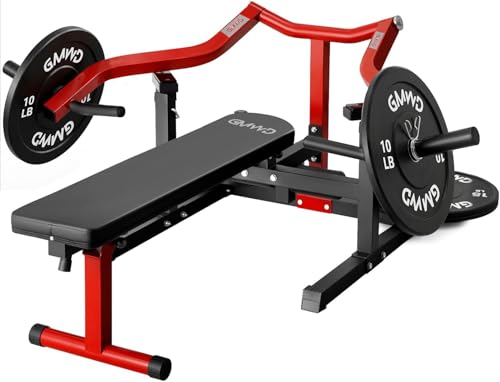 GMWD Chest Press Machine, Bench Press Machine with Independent Converging Arms, Adjustable Flat Incline Bench for Chest, AB Workouts, Shoulder Home Gym Equipment - color: Red, size: Standard