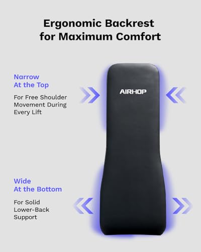 AIRHOP Foldable Weight Bench, 90° to -30° FID Workout Bench for Home Gym, Backrest, Seat & Leg Hold Down Bar Adjustable Weight Bench, MAX 1000 LBS Capacity, 19.4" Extended Base Legs for Bench Press
