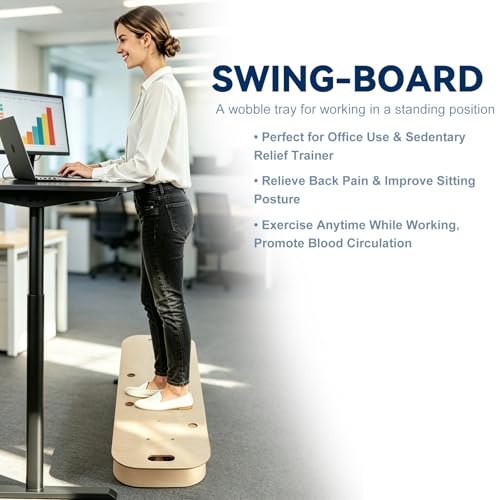 Wooden Balance Board & Wobble Board with Spring System, Adjustable Balance Board for Standing Desk, Stability Trainer for Physical Therapy, Core Strength, Posture Improvement & Home Office Use