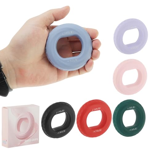 Hand Grip Strengthener, Fingers Exerciser - Silicone Rings for Muscle Training Sports Rock Climbing Finger Rehabilitation,6 Resistance Levels - color: Blue(40/50LB)with Box