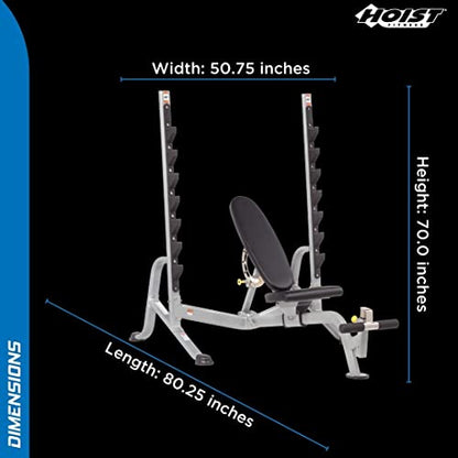 Olympic Weight Bench – 7-Position Adjustable Foldable Strength Training Bench for Flat, Incline & Decline Workouts | Compact Home Gym Bench (Accessories Not Included)