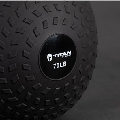 Titan Fitness Rubber Tread Slam Ball, Dead Bounce, Weight Workout - Throw, Catch, Slam, Twist - style: 70 lb
