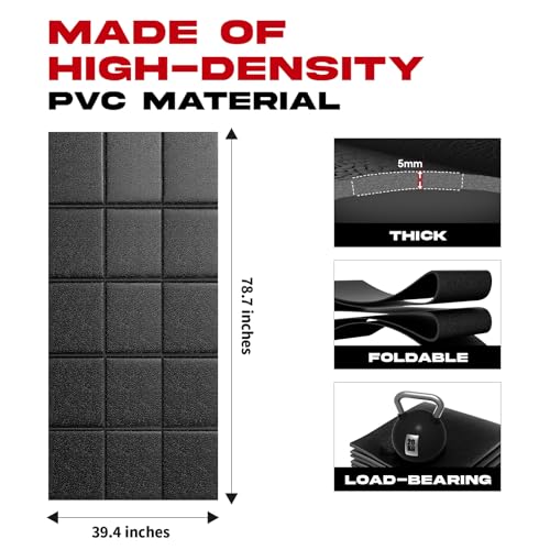 Treadmill Mat – 79" x 39", 0.2" Thick Non-Slip Walking Padl Mat for Carpet Floors & Hardwood, Shock Absorbing Exercise Mat & Under Treadmill Mat for Floor Protection in Home Gym