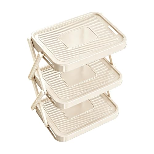 Multi-layer Preparation Tray – 3 Levels Foldable Space-Saving Food Stand | for Cooking Fondue and Barbecue Cooking Utensils Ingredients Sauces Dishes and Countertop