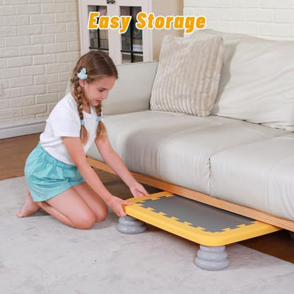 Mini Trampoline for Kids, 25 Inch Sensory Trampoline Bouncing Board with Non-Slip Base - color: Yellow