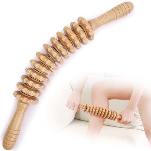 Wood Massage Roller Muscle Roller Cellulite Massage Tool Fascia Blaster Lymphatic Drainage Massager Wood Therapy Massage Tools for Deep Tissue Muscle Relief Recovery(12-Wheel) - style: 12-Wheel Massager