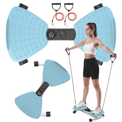 renZEC Waist Twister Machine, Adjustable Exercise Twist Board for Women Men, Noiseless Ab Twister for Home Gym Equipment, 330 lbs Capacity | Track Time, Reps, Calories with Digital Display - color: Blue