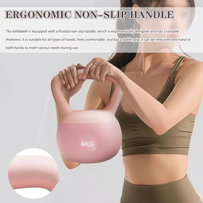 Kettlebell Weights Beginner Fitness Exercise Soft Kettle Bells, Women's Weight Loss Training Dumbbell, Anti-Slip Handle, Vest Line/Peach Buttocks(Yellow,8kg)