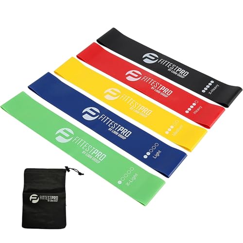 Fittest Pro by Limm Resistance Bands for Legs and Butt, Fabric Exercise Loop Bands Yoga, Pilates, Rehab, Fitness and Home Workout, Strength Bands for Booty - color: Latex Multicolor Set of 5