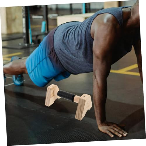 FOMIYES Wood Push up Bars Parallel Parallettes Beech Wood Non-slip Floor Handles for Men Women Strength Training Calisthenics Home Gym Equipment (2pcs, 30cm)