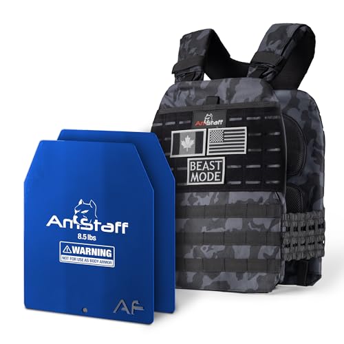 Amstaff Tactical Weighted Vest - Adjustable Weight Vests - Versatile Wearable Vest for Fitness Workouts, Strength and Endurance Training, Running - color: Multicam Black, style: 20 LB