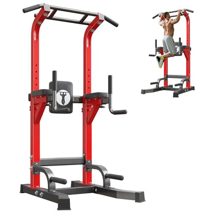 soges Pull Up Bar Dip Station, Power Tower with A Backrest, Adjustable Height Pull Up Bar Stand, Multi-Function Home Gym Strength Training