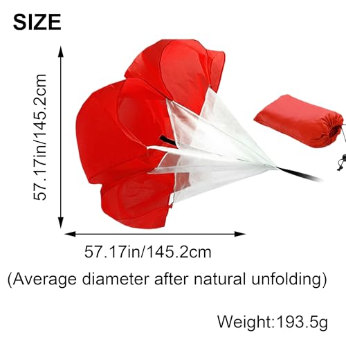 Running Speed Training: 56" Parachute with Adjustable Strap, Speed Chute Resistance Parachute for Speed and Acceleration Training Fitness Explosive Power Training, Free Carry Bag - color: Red