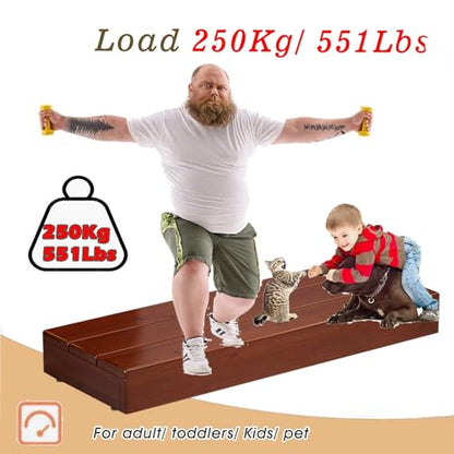 Heavy Duty Wood Platform, High Step Platform Walnut, Outside Mobility Steps for Campers Adult Elderly Pet Kids, High Beds Wood Platform(50x40x11cm/20x16x4.4in) - size: 50x40x11cm/20x16x4.4in