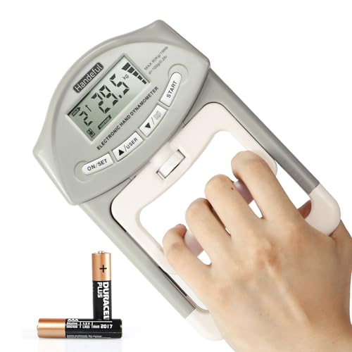 Grip Strength Tester Trainer - Dynamometer Handgrip Measurer Meter, Handheld Strengthener Exerciser for Sports, School, and Home Use