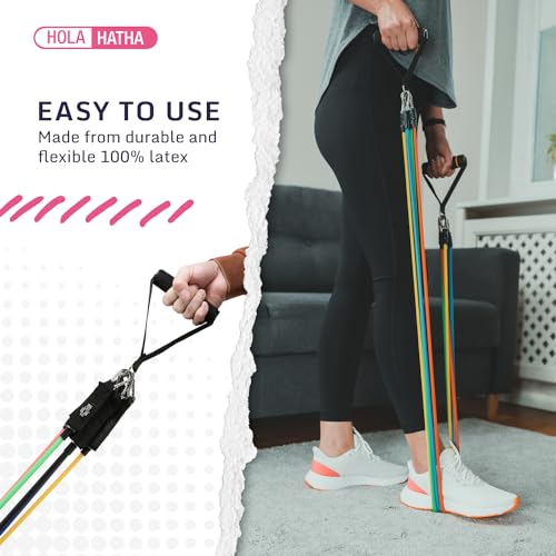 Resistance Band Fitness Set - 100-Pound Max, Home Gym Workout Kit with 5 Bands, Handles, Ankle Loops, Door Anchor, & Carry Bag
