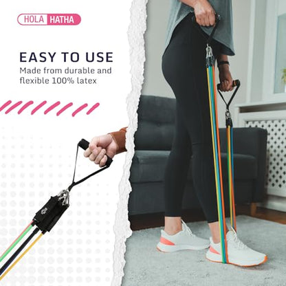 Resistance Band Fitness Set - 100-Pound Max, Home Gym Workout Kit with 5 Bands, Handles, Ankle Loops, Door Anchor, & Carry Bag