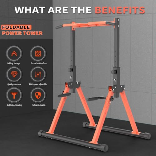 Pull-Up Dip Station Pull-Up Chin-Up Weight Capacity 350LBS - color: tangerine