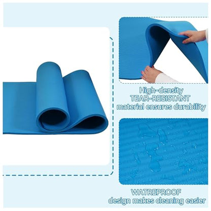 Fitvids Yoga Mat, 1/2-Inch Extra Thick High Density Exercise Mat, Anti-Tear Exercise Yoga Mat with Carrying Strap, Suitable for Various Yoga Exercises - color: Blue
