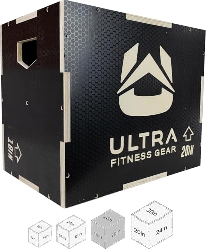 Wooden Plyo Box, 31 Plyometric Jump Training Squat, Step Up, Jumps & More Workout Size S, M, L, XL, Home Gym Exercise Equipment (Black Anti-Slip, Small 16/14/12) - color: Black, size: Large 24/20/16