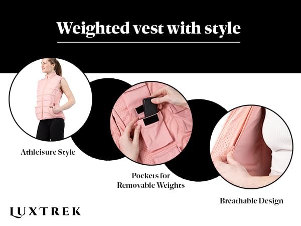 Women's Weighted Vest for Walking & Training - Weighted Workout Vest with Removable Weights Pockets, Breathable Athleisure Design - size: 7lbs