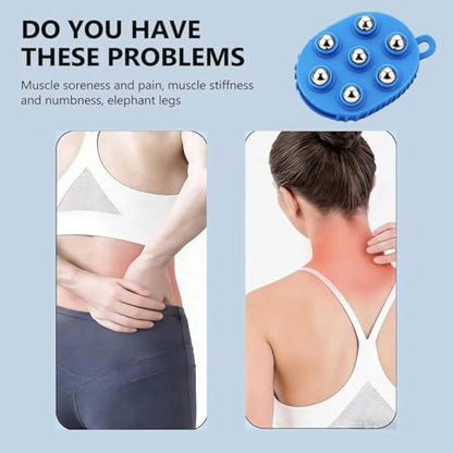 Roller Ball Glove Massager, 2Pcs Lymphatic Massage Tool Gua Sha Fascia Muscle Release for Face, Neck, Back, Abdomen, Legs & Full Body, Medium