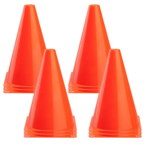 CARTMAN Plastic Training Cones (Set of 12/24 Pack 9" or 12/24 Pack 7" or 12/24 Pack Disc Cone) Agility Soccer Cones, Indoor Outdoor and Festive Events Field Marker Agility Cones - style: 9" 12pk