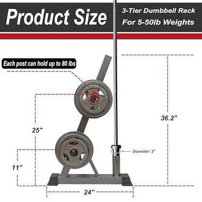 3 Tier Multifunctional Dumbbells Weights Barbells Rack, 1100 lbs Weight Capacity (Rack Only)