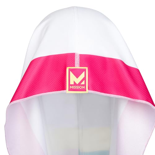 MISSION Reversible Cooling Hoodie Towel- Hood Towel, Cools Instantly When Wet, UPF 50 Sun Protection, Contours Your Head to Stay in Place, Great for Sports, Fitness, Gym (White Multi) - color: White Multi