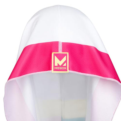 MISSION Reversible Cooling Hoodie Towel- Hood Towel, Cools Instantly When Wet, UPF 50 Sun Protection, Contours Your Head to Stay in Place, Great for Sports, Fitness, Gym (White Multi) - color: White Multi