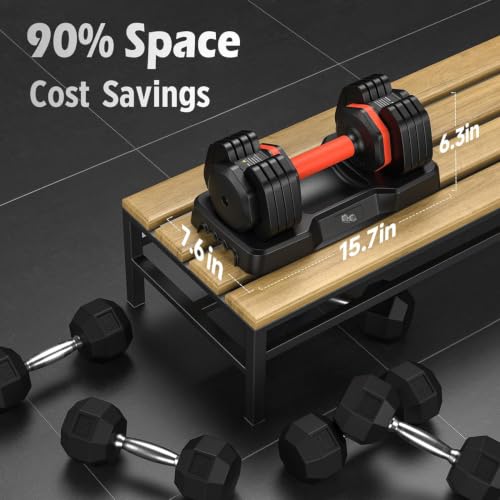 FEIERDUN DB1 QuickDial Adjustable Dumbbell Set, Adjustable Free Weights with Storage Box, 110lb/105lb/50lbs Quick Change for Drop Set, Non-Slip Handles, Weight Set For Home Gym Suit both Men and Women