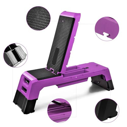 Multifunctional Step Platform Aerobic Deck Stepper with Resistance Bands Versatile Cardio Exercise Equipment Workout Fitness, Adjustable Weight Bench for Home Gym