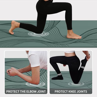 PAIDU Large Yoga Mat 72"x36"x10mm Non-Slip Exercise Mat for Home Gym Studio - color: Deepgreen
